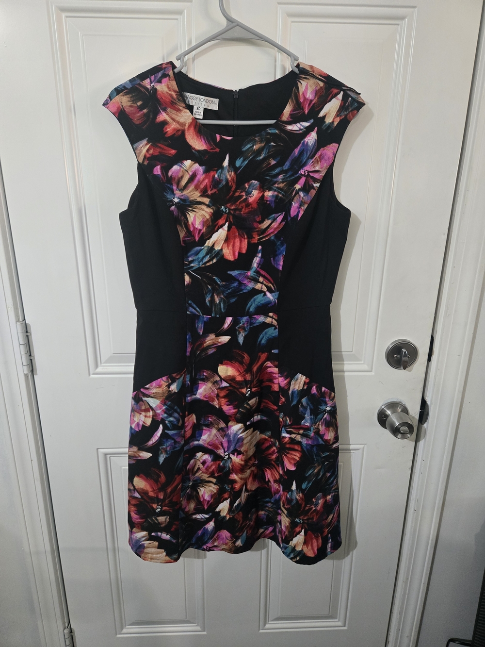 Maggy London Black Floral-Print Fit & Flare Mini Dress